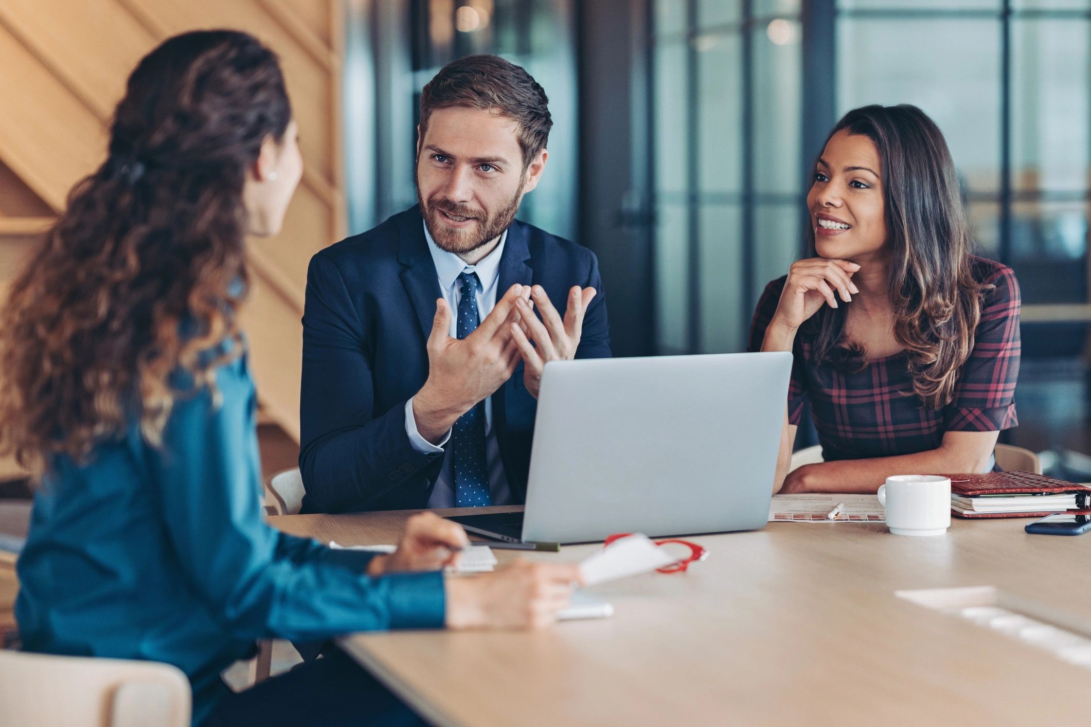 Professional team collaborating during a meeting